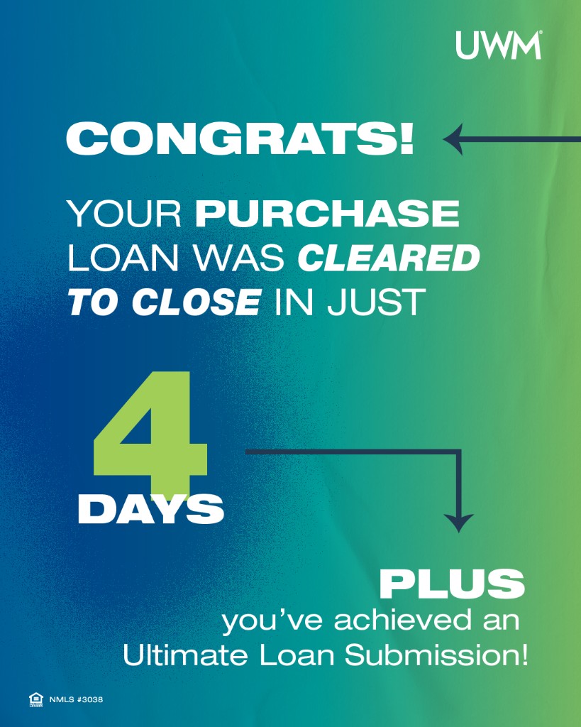 Purchase loan cleared to close in 4 days